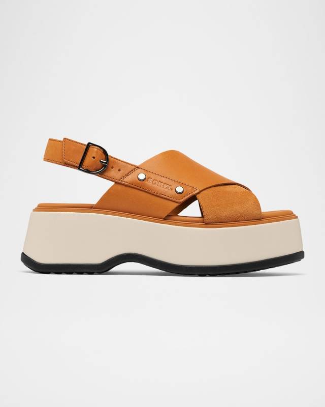 Dayspring Mixed Leather Crossover Comfort Sandals